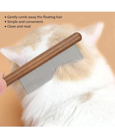 Cyrank Cat Combs - Stainless Steel Pet Comb with Wooden Handle for Cats Dogs & Rabbits | International Shipping Available - Buy Online on GoSupps.com
