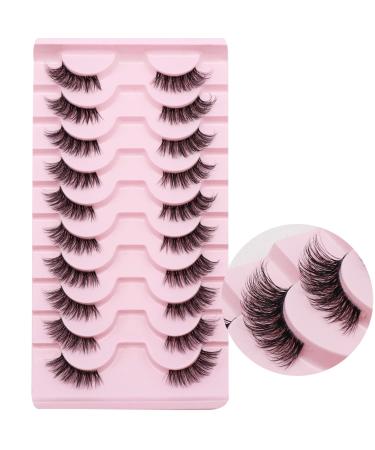 Half Lashes  Lashes Natural Look 10 Pairs Volume Cat Eye Lashes 10mm Wispy Lashes with Clear Band Short False Eyelashes TB02 Half Lashes Clear Band TB02 (6-10mm) - Buy Online on GoSupps.com