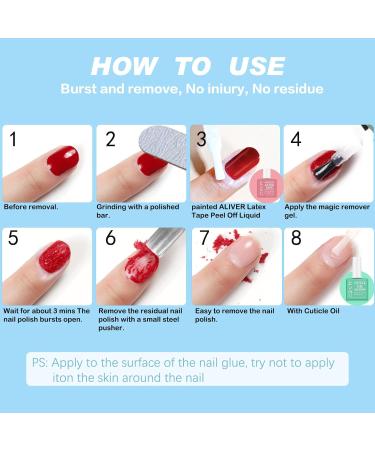 ALIVER Gel Nail Polish Remover Kit with Cuticle Oil - Fast & Easy Gel Polish Removal - Moisturizing and Strengthening Formula - No Irritation - Blue+Green - Buy Online on GoSupps.com