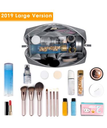 Large Grey Makeup Bag Travel Cosmetic Organizer for Women and Girls - Zipper Pouch (Pack of 1) - Buy Online on GoSupps.com