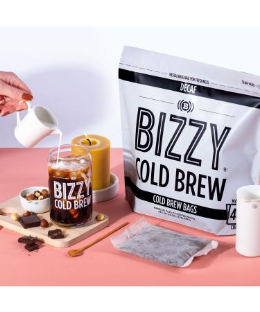 Bizzy Decaf Blend Cold Brew Coffee Brew Bags - 12 Count | Water Processed Coarse Ground Specialty Grade 100% Arabica | Makes 42 Cups - Buy Online on GoSupps.com