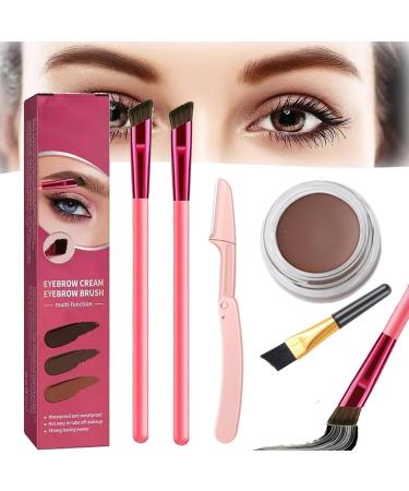 Anjoize Eyebrow Pen Anjoize Eyebrow Brush Anjoize Eyebrow Kit 4D Laminated Brow Grooming Kit 4D Hair Stroke Brow Stamp Brush Multifunction Ultra-thin Angled Makeup Brush (light brown)