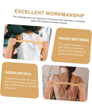 Premium Minkissy Roll Rod with 10 Pearls - Hand Massage Tool & Body Shape Massager | Solid Wood Back Roller for Adults | 4-Piece Fitness Scooter - 52x2cm - Buy Online on GoSupps.com