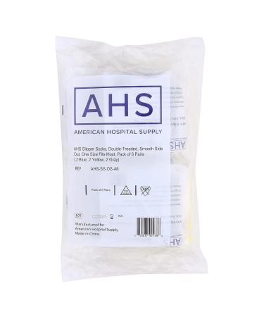 AHS Grippy Hospital Socks 6-Pack - Anti-Slip Polyester-Spandex Knit, Assorted Colors | One Size Fits Most - Buy Online on GoSupps.com