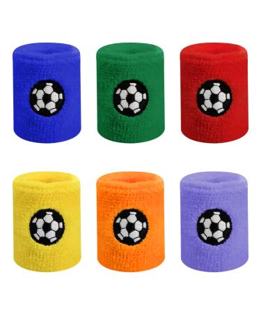 6 pieces children sport bracelets football colorful wrist welding tape cotton welding bracelet football absorbing Wrist band's wrist welding tape for football basketball athletics