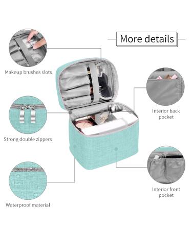 Large Aqua Green Makeup Bag Organizer - Travel Cosmetic Case with Mesh Brush Holder - Buy Online on GoSupps.com