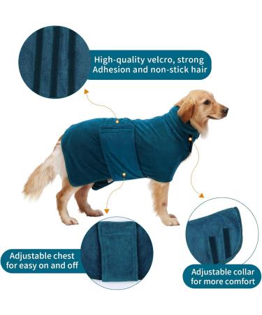 Pettom Dog Bumper Microfiber Bathing Towel - Quick-Drying Bathroom Accessory for Small Medium & Large Dogs (XXL Dark Blue) - Buy Online on GoSupps.com