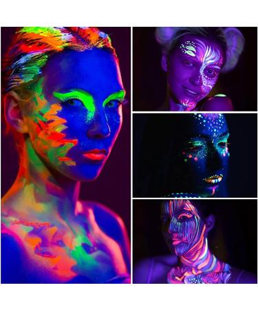 Proamate Glow in Dark Neon Face Body Paint Palette Kit - 12 Colors with Brushes & Stencils for Halloween Party & Carnival - Buy Online on GoSupps.com