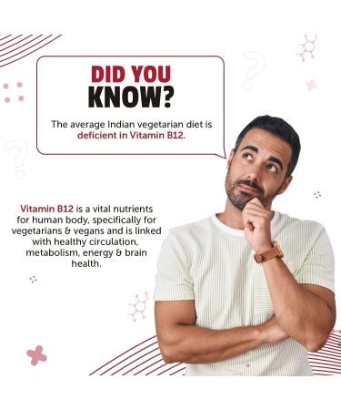 Plant-Based True B12 Supplements for Men & Women | with Myo-inositol Folic Acid & Spirulina | Supports Energy Brain Health & Better Absorption (60 Tablets) - Buy Online on GoSupps.com