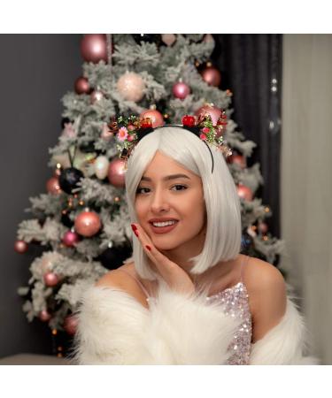 Amosfun Christmas Reindeer Headband Light Up Xmas Hair Hoop Antler Flower Xmas Party Headdress for Kids Adults Christmas Holiday Party Favors - Buy Online on GoSupps.com