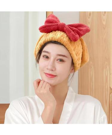 2024 Super Absorbent Hair Towel Wrap for Wet Hair | Portable & Easy to Use | Red & Yellow | International Shipping Available - Buy Online on GoSupps.com