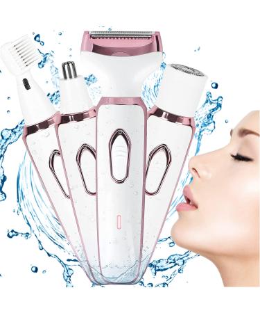 OYTXDE Electric Razor for Women, Hair Trimmer for Underarms Nose Eyebrows and Legs, Painless 4 in 1 Bikini Pop-Up Trimmer Rechargeable with Detachable Head, Wet and Dry Cordless Hair Clipper