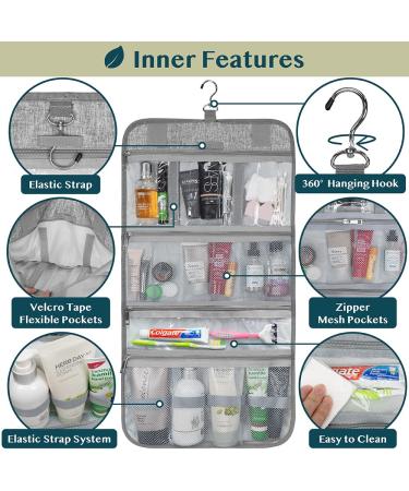 Pavilia Hanging Toiletry Bag | Foldable Travel Organizer for Cosmetics & Jewelry | Water-Resistant | Heather Grey - Buy Online on GoSupps.com