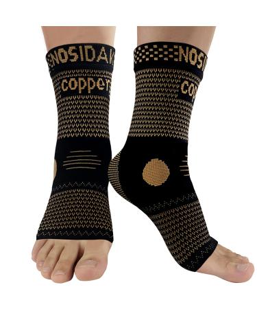 Copper Ankle Brace for Men & Women 20-30mmHg Ankle Support Compression Sleeve with Arch Support for Plantar Fasciitis Relief Achilles Tendonitis Heel Spur Joint Pain Swelling and Sprain Copper-Tan Large