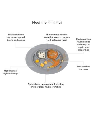 ezpz Mini Mat (Gray) - Silicone Suction Plate for Infants & Toddlers | Built-in Placemat, Self-Feeding | Reusable Travel Bag - Buy Online on GoSupps.com