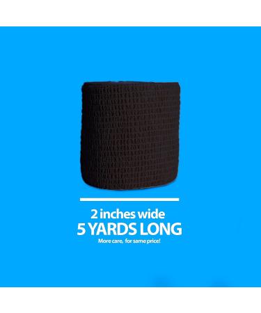 Self Adhesive Bandage Wrap - Breathable Water-Resistant Vet Wrap for First Aid - 12 Rolls 2" x 5 Yards - Black - Buy Online on GoSupps.com