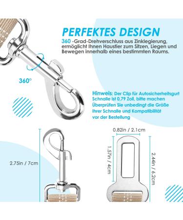 Slowton 2-in-1 Dog Car Seat Belt - Durable Elastic Adjustable & Reflective for Medium Dogs - Hogling-Free Beige Safety Belt - Buy Online on GoSupps.com