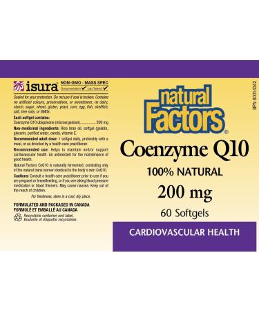Natural Factors Coenzyme Q10 200 mg - 60 Softgels | Heart Health & Energy Support - Buy Online on GoSupps.com