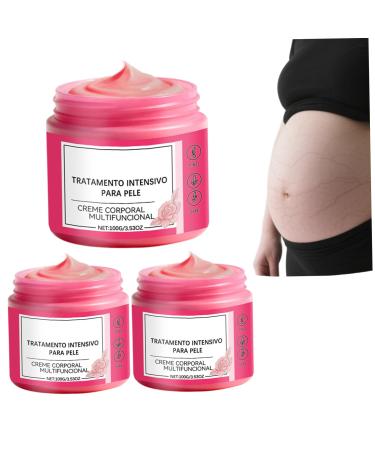 3Pcs Moisturizing Body Cream for Skin Elasticity 3.5oz Stretch Mark Cream with Glycerin Hydration Rose Water Formula for Softer Skin
