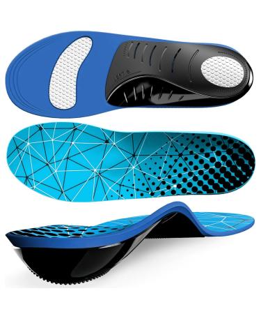 Ailaka Cushion Work Comfort Insoles for Men and Women 220lbs+ Shock Absorption Orthotic Arch Support Inserts All Day Use for Sports Flat Feet Plantar Fasciitis Blue 10.5-12.5 M WOMEN/9-11 M MEN