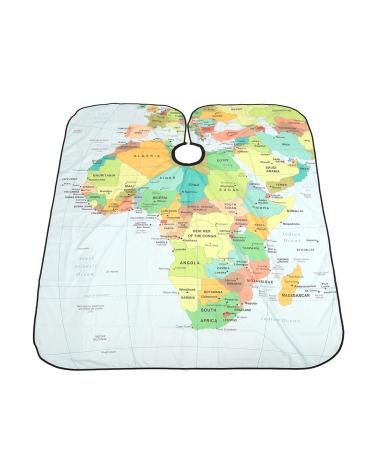 Hair Cutting Cape Hairdresser Apron with Map Design and Tightness Adjustable Cutting Collar for Hair Cutting Dying and Styling