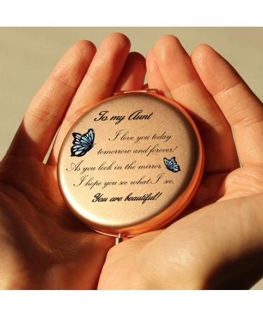 Onederful Aunt Gifts - Travel Compact Pocket Mirror for Aunt - Birthday Ideas from Nephew and Niece - Rose Gold - Buy Online on GoSupps.com