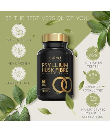 Psyllium Husk Fiber Supplement 1460mg | Prebiotic Soluble Fiber for Easy Digestion - 120 Vegan Capsules | Natural Constipation Relief - 100% Plantago ovata - Buy Online on GoSupps.com