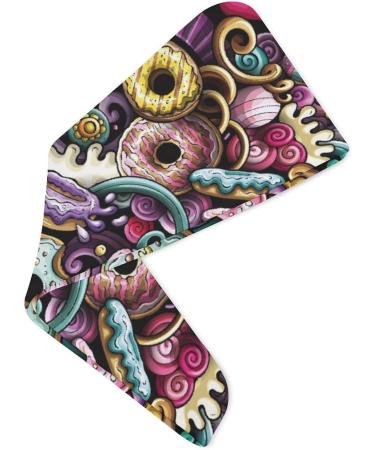 Cute Doodles Donuts Microfiber Hair Towel Wrap - Super Absorbent Hair Turban for Women (10x26 Inch) - Perfect Hair Care Accessory - Buy Online on GoSupps.com
