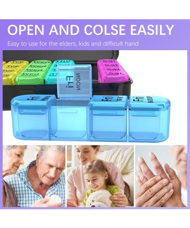 Odaro Weekly Pill Organizer - 4 Times a Day Large Travel Pill Box with 28 Compartments - 7 Day Daily Pill Case for Medicine, Vitamins, and Supplements (Color) - Buy Online on GoSupps.com
