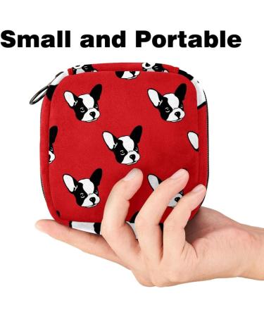 Stylish Women s Dog Pattern Binding-Up Bag - Red Background Multi-Zip Pockets Perfect for Tampons & Menstrual Products - Buy Online on GoSupps.com