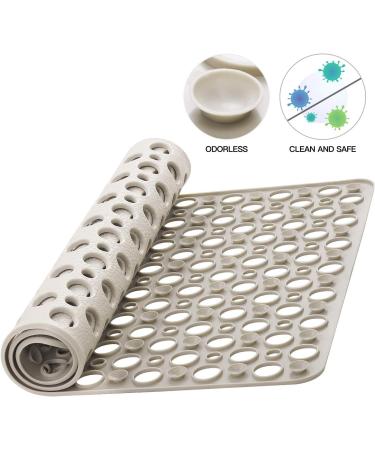 YINENN Non Slip Bath Shower Mat | Machine Washable, Latex & Phthalate Free | Soft Bathroom Safety Mat with Suction Cups and Drain Holes - 30 x 17 Inch | Light Brown - Buy Online on GoSupps.com