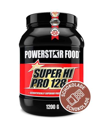 Powerstar Super Hi Pro 128 |Multi-component protein powder chocolate 1200 g |Highly possible biological value |Protein powder with 78% protein i.tr.|Protein shake for muscle building chocolate 1.2 kg (1 Pack)