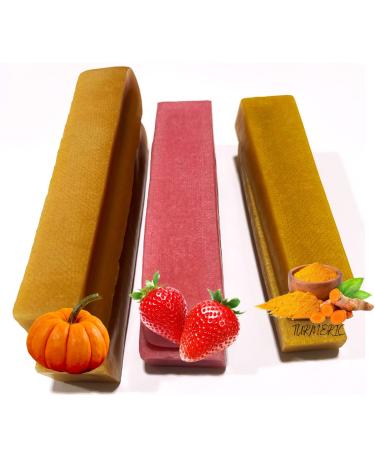 Himalayan Yak Cheese Dog Chew - Himalayan Dog Chew - (Strawberry/Pumpkin/Turmeric 2 Large of Each Flavor) - Cheese Bones for Dogs - Long Lasting Dog Treats for Aggressive Chewers - Dog Chew - Natural Strawberry/Pumpkin/Turmeric (2 Large of Each Flavor)