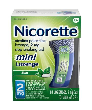 Nicorette 2 mg Mini Nicotine Lozenges to Help Quit Smoking - Mint Flavor Stop Smoking Aid, 81 Count