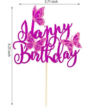 Arthsdite 1Pc Butterfly Cake Topper Assembled 3D Butterfly Cupcake Toppers Happy Birthday Cake Topper for Wedding Anniversary Baby Shower kids Birthday Party Cake Decorations - Purple Glitter - Buy Online on GoSupps.com