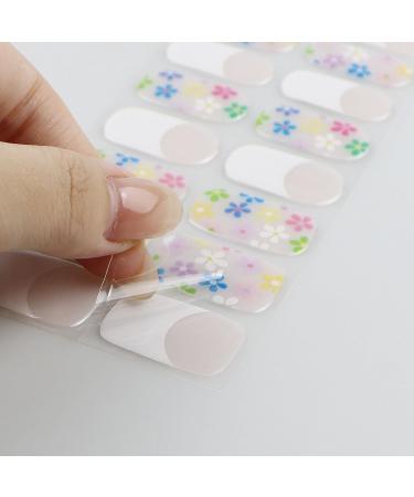 French Tip Flower Gel Nail Strips KALEFUL Semi Cured Gel Nail Stickers Nail Art Decoration Design Supplies Flower French Tip - Buy Online on GoSupps.com