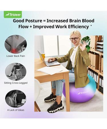 Trideer Dreamy Exercise Ball 65cm - Yoga Ball for Home Gym, Desk Chair - Fitness & Physical Therapy - Quick Pump Included - Buy Online on GoSupps.com