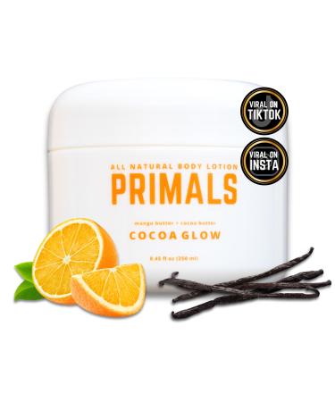 PRIMALS All Natural Body Lotion - Cocoa Butter & Mango Butter - 100% Naturally Derived Ingredients - Alcohol Free Artificial Fragrance Free Paraben Free Petroleum Derivative Free - 8.45 oz
