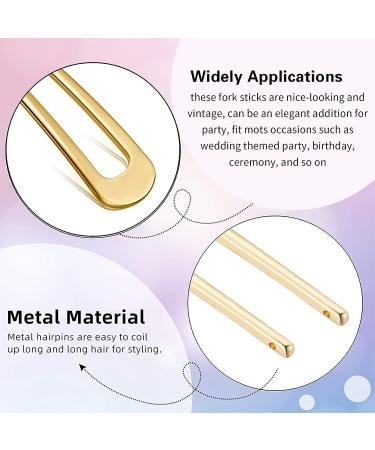 6 PCS Metal U Shaped Hairpins Hair Stick Fork Sticks French Hair Pin Updo Chignon Pins for Women - Gold & Silver Buns Hair Accessories - Buy Online on GoSupps.com
