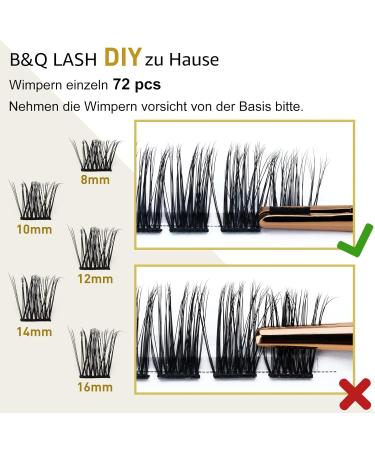 Eyelashes 72 PCs - DIY Individual Reusable Eyelash Extensions for Beginners | Wispy Fluffy Single Lash Brushes (B35 D-10mm) - Perfect for Home Use - Buy Online on GoSupps.com