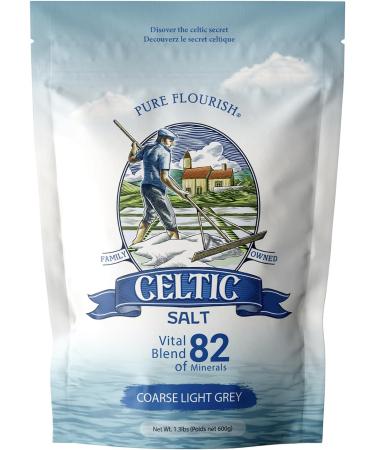Pure Flourish Celtic Salt 600g - 100% Organic Unrefined Light Grey Salt | Rich in 82+ Essential Minerals | Hand Harvested from France - Buy Online on GoSupps.com