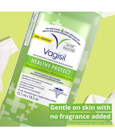 Vagisil Feminine Wipes for Intimate Area Hygiene Healthy Protect pH Balanced and Gynecologist Tested 20 Count - Buy Online on GoSupps.com
