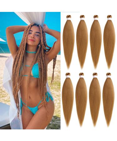 Xtrend 8 Packs 30 Inch EZ Braiding Hair Extensions Pre Stretched for Box Braids Yaki Straight Hair Kanekalon Fiber Pre Stretched Crochet Braiding Hair Extension 27# 30 Inch (Pack of 8) 27#