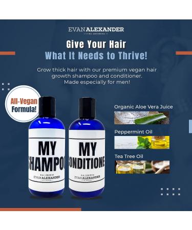 Evan Alexander Grooming Hair Repair Kit - Men's Shampoo & Conditioner Set with Peppermint Oil, Tea Tree Oil & Organic Aloe Vera - Vegan Formula for Hair Growth Support - Buy Online on GoSupps.com