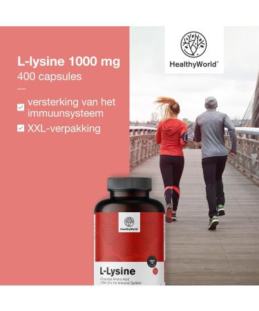 Be Healthy Group doo LLysine Hydrochloride Form 1000 mg per Daily Dose With Zinc 400 Vegetable Capsules Essential Amino Acid Without Additives 6month supply - Buy Online on GoSupps.com