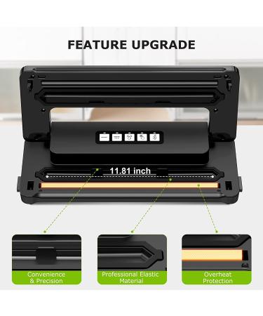 Bonsenkitchen Food Sealer Machine - 5-in-1 Vacuum Sealer for Sous Vide & Food Storage - Includes 5 Bags & 1 Suction Hose - Silver - Buy Online on GoSupps.com