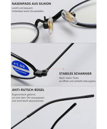 Lanomi Blue Light Filter Reading Glasses - Oval Thin Frame UV400 Protection Retro Design for Men & Women Includes Tube Case 1.5 Diopter - Buy Online on GoSupps.com