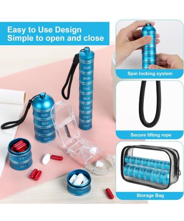 Stackable Waterproof Metal Pill Box | 7 Day Organizer for Vitamins Supplements & Nutraceuticals - 2 Pcs Travel Pill Box - Buy Online on GoSupps.com