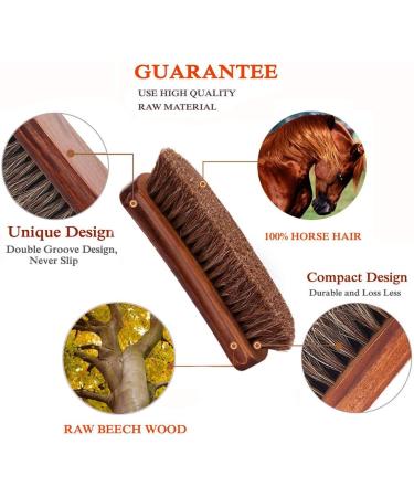 Premium Horsehair Shoe Brush Set - 2pcs Shoe Shine & Polish Brushes for Boots, Shoes, Car Seats & More - Buy Online on GoSupps.com