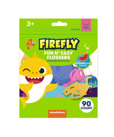 Firefly Kids' Flossers Ages 4-12 Pack of 90 Baby Shark Watermelon Flavor